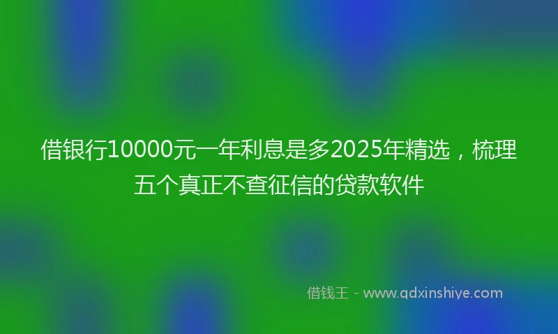 借银行10000元一年利息是多2025年精选，梳理五个真正不查征信的贷款软件