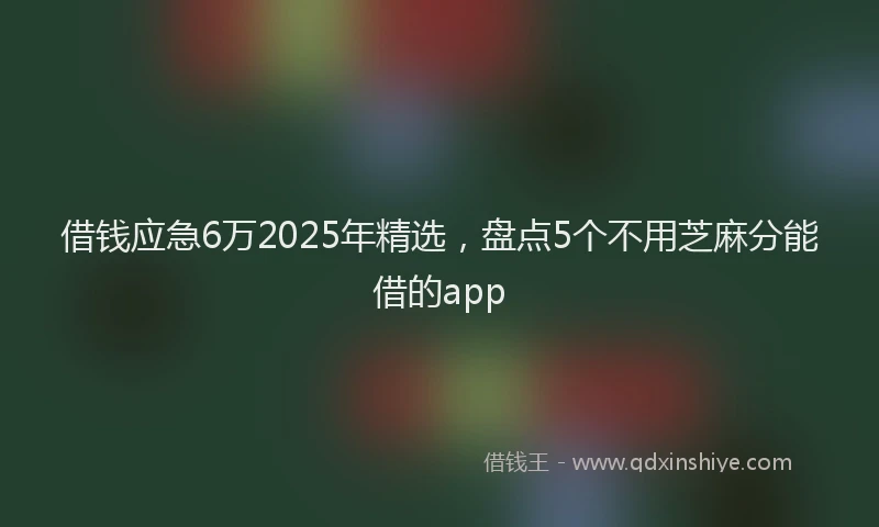 借钱应急6万2025年精选，盘点5个不用芝麻分能借的app