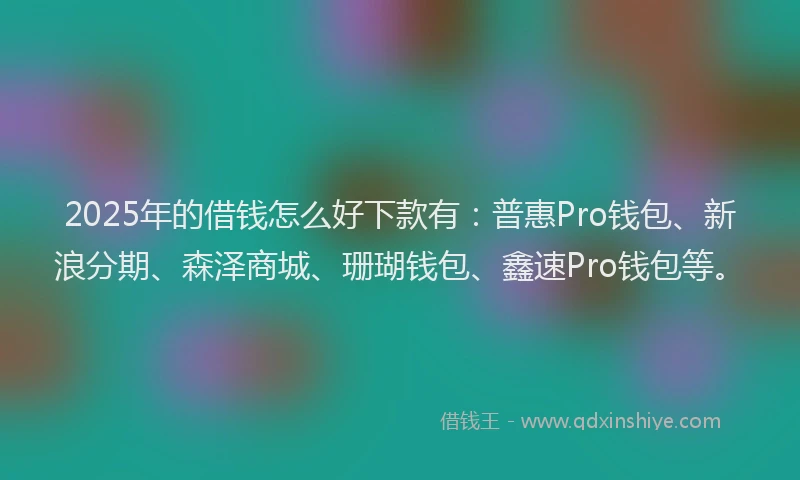 2025年的借钱怎么好下款有：普惠Pro钱包、新浪分期、森泽商城、珊瑚钱包、鑫速Pro钱包等。