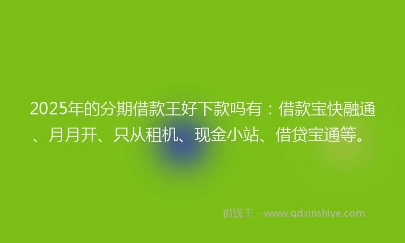 2025年的分期借款王好下款吗有：借款宝快融通、月月开、只从租机、现金小站、借贷宝通等。
