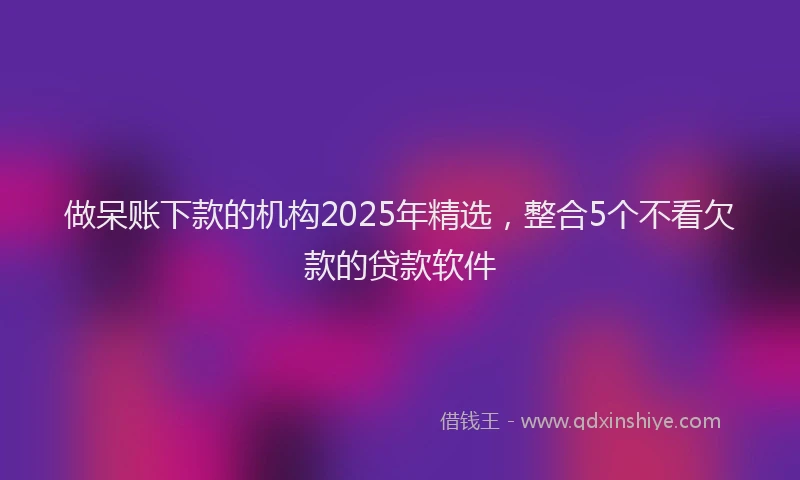 做呆账下款的机构2025年精选，整合5个不看欠款的贷款软件