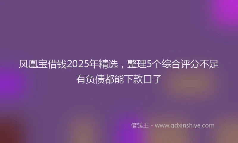 凤凰宝借钱2025年精选，整理5个综合评分不足有负债都能下款口子