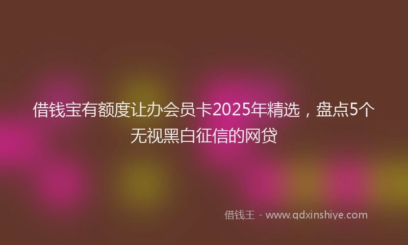 借钱宝有额度让办会员卡2025年精选，盘点5个无视黑白征信的网贷