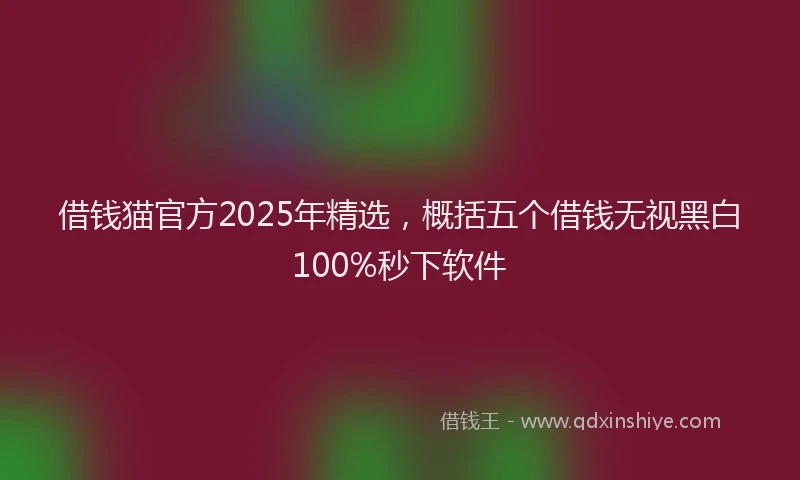 借钱猫官方2025年精选，概括五个借钱无视黑白100%秒下软件