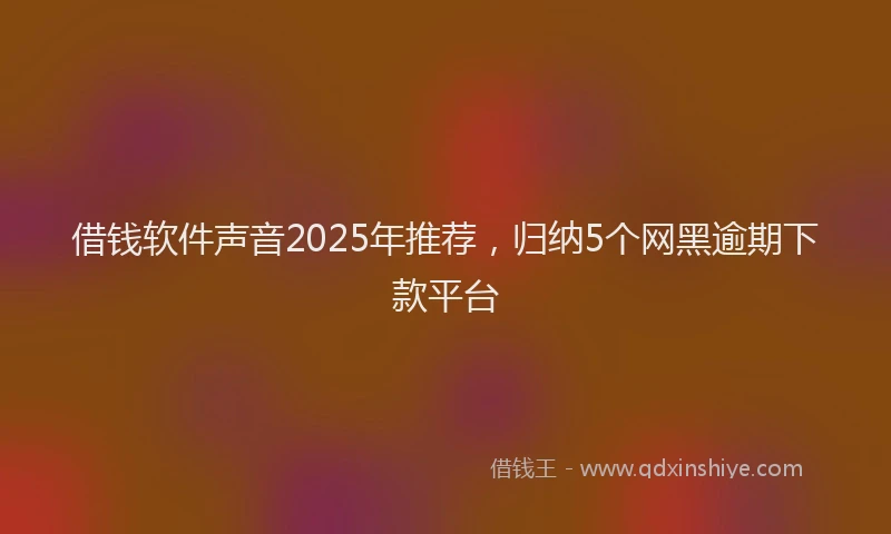 借钱软件声音2025年推荐，归纳5个网黑逾期下款平台