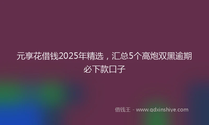 元享花借钱2025年精选，汇总5个高炮双黑逾期必下款口子