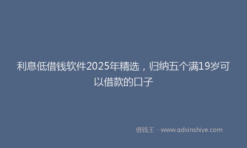利息低借钱软件2025年精选，归纳五个满19岁可以借款的口子