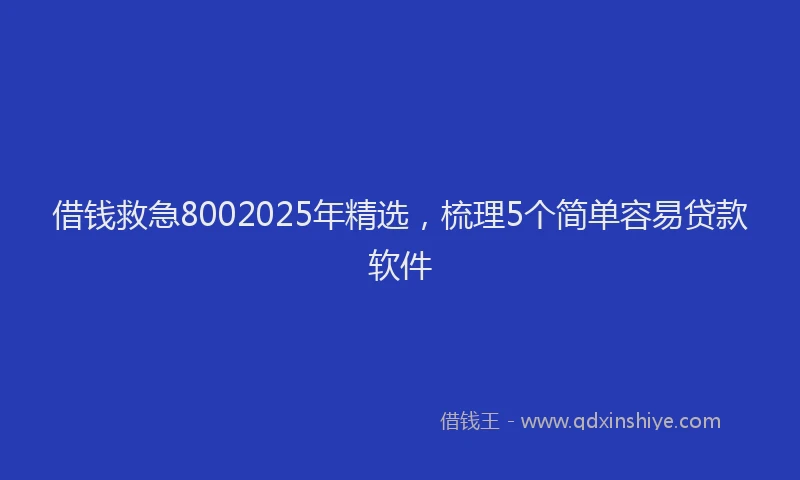借钱救急8002025年精选，梳理5个简单容易贷款软件