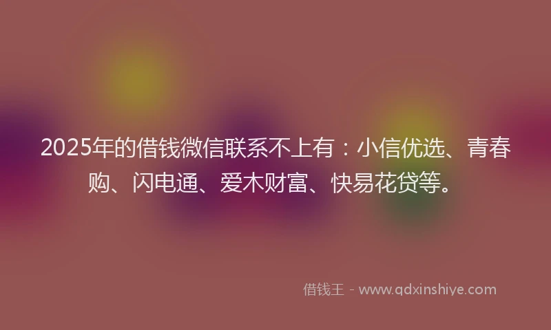 2025年的借钱微信联系不上有：小信优选、青春购、闪电通、爱木财富、快易花贷等。