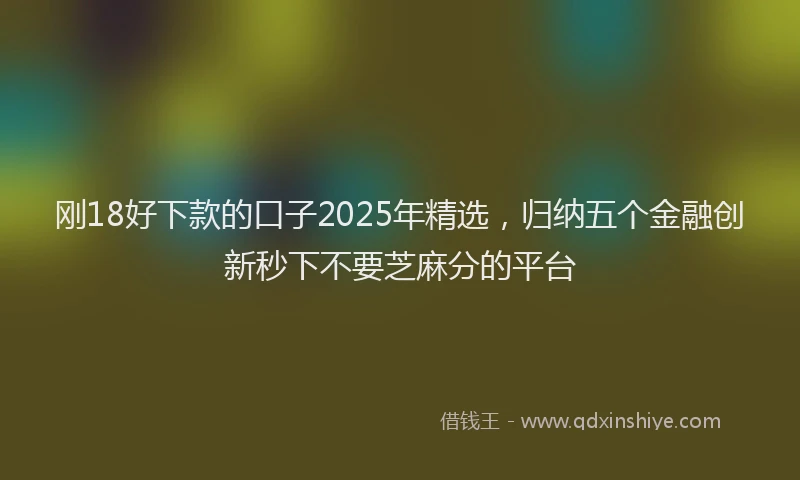 刚18好下款的口子2025年精选，归纳五个金融创新秒下不要芝麻分的平台