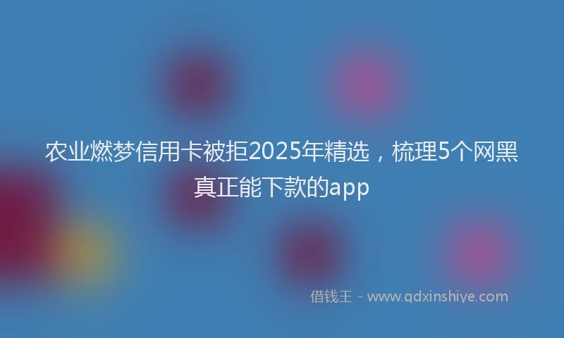 农业燃梦信用卡被拒2025年精选，梳理5个网黑真正能下款的app