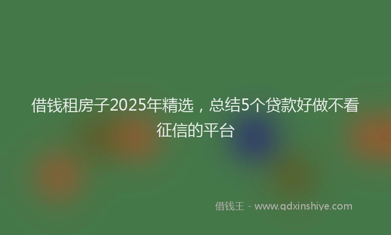 借钱租房子2025年精选，总结5个贷款好做不看征信的平台