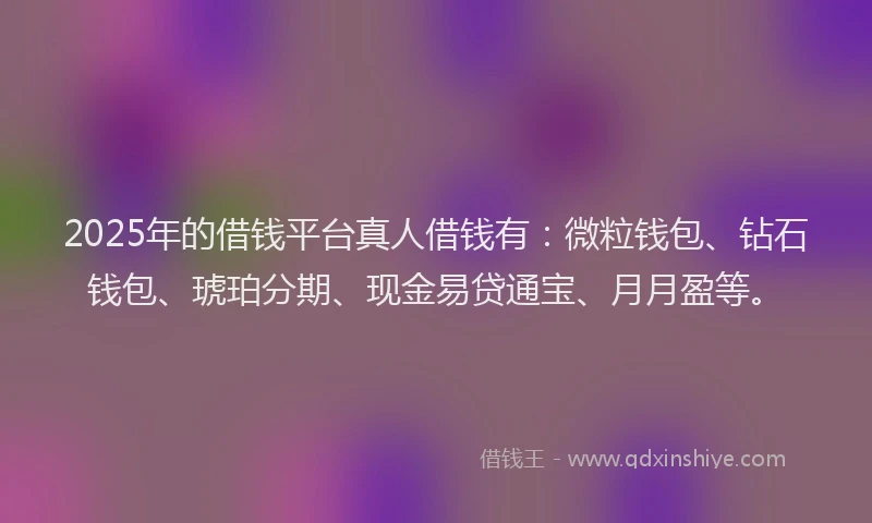 2025年的借钱平台真人借钱有：微粒钱包、钻石钱包、琥珀分期、现金易贷通宝、月月盈等。