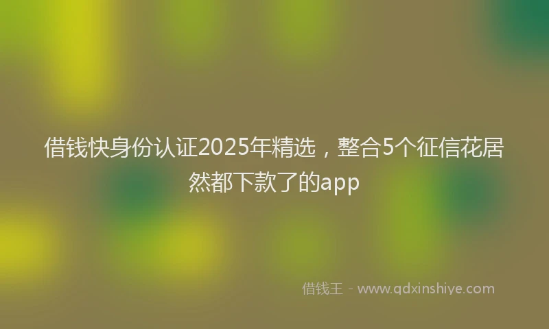 借钱快身份认证2025年精选，整合5个征信花居然都下款了的app