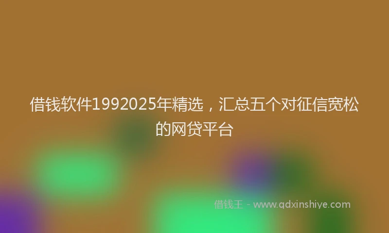 借钱软件1992025年精选，汇总五个对征信宽松的网贷平台