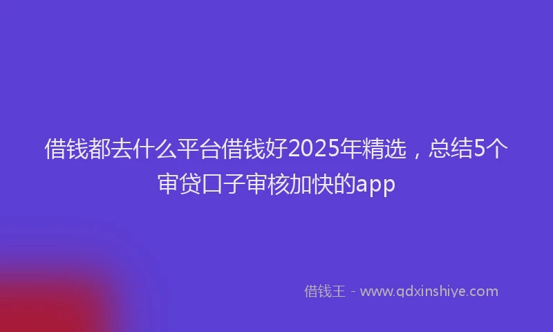 借钱都去什么平台借钱好2025年精选，总结5个审贷口子审核加快的app