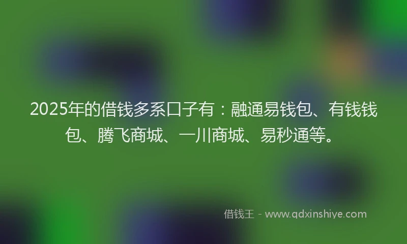 2025年的借钱多系口子有：融通易钱包、有钱钱包、腾飞商城、一川商城、易秒通等。