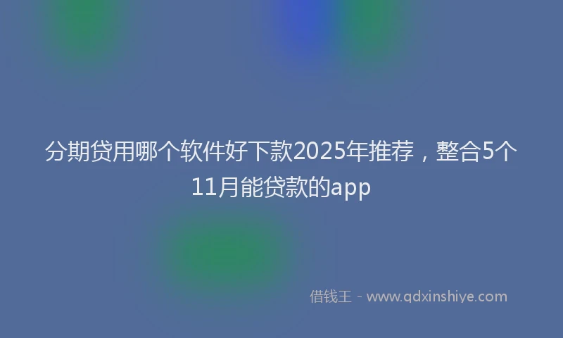 分期贷用哪个软件好下款2025年推荐，整合5个11月能贷款的app