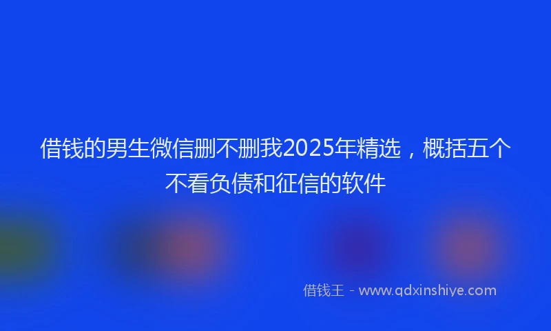 借钱的男生微信删不删我2025年精选，概括五个不看负债和征信的软件