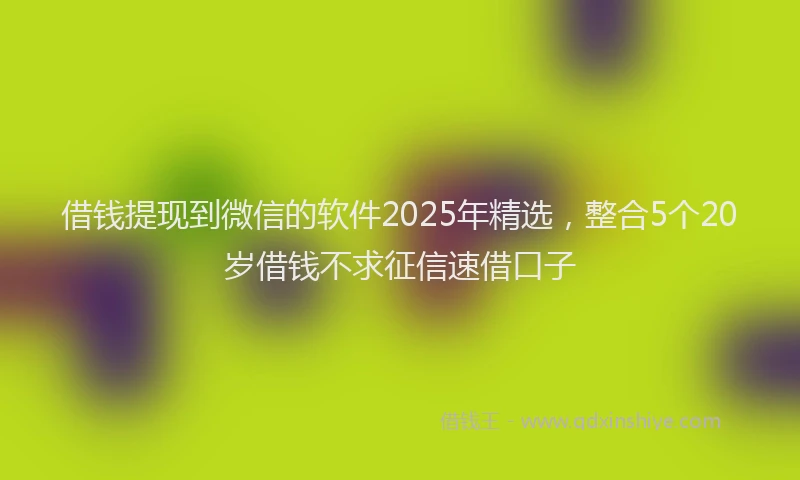 借钱提现到微信的软件2025年精选，整合5个20岁借钱不求征信速借口子