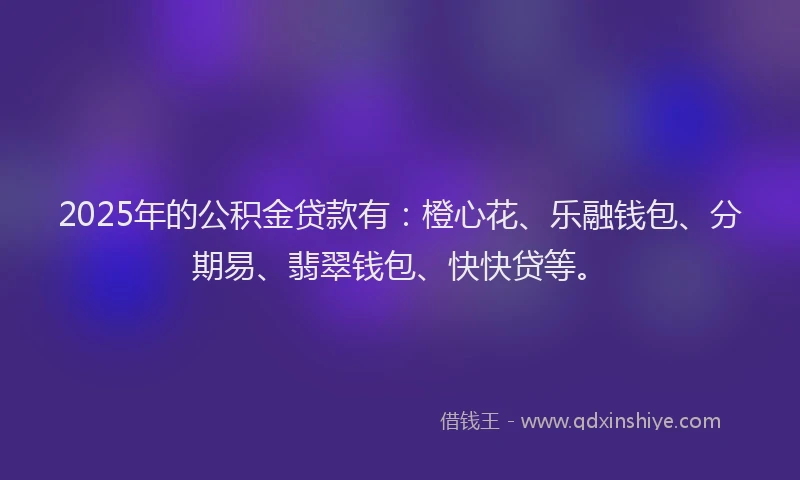 2025年的公积金贷款有：橙心花、乐融钱包、分期易、翡翠钱包、快快贷等。