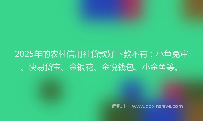 2025年的农村信用社贷款好下款不有：小鱼免审、快易贷宝、金银花、金悦钱包、小金鱼等。