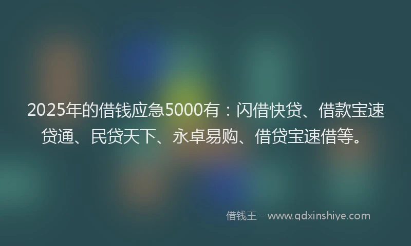 2025年的借钱应急5000有：闪借快贷、借款宝速贷通、民贷天下、永卓易购、借贷宝速借等。
