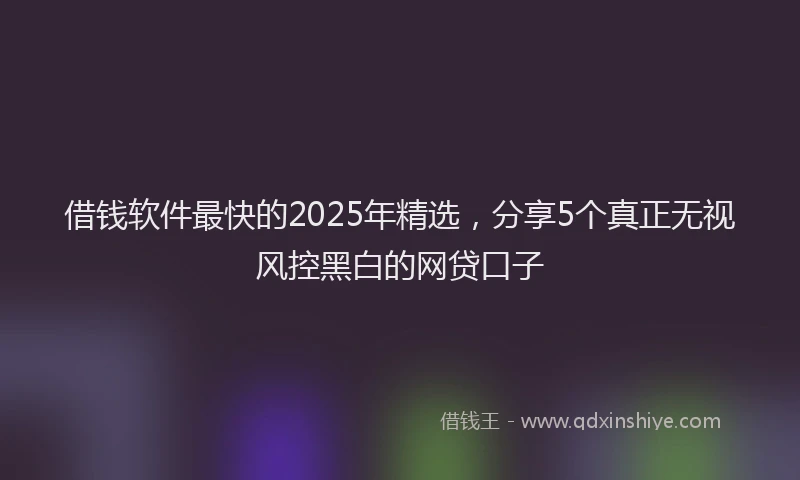 借钱软件最快的2025年精选，分享5个真正无视风控黑白的网贷口子