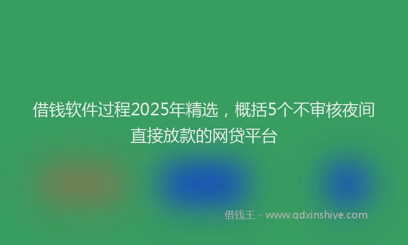 借钱软件过程2025年精选，概括5个不审核夜间直接放款的网贷平台