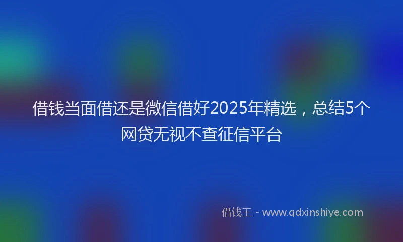 借钱当面借还是微信借好2025年精选，总结5个网贷无视不查征信平台