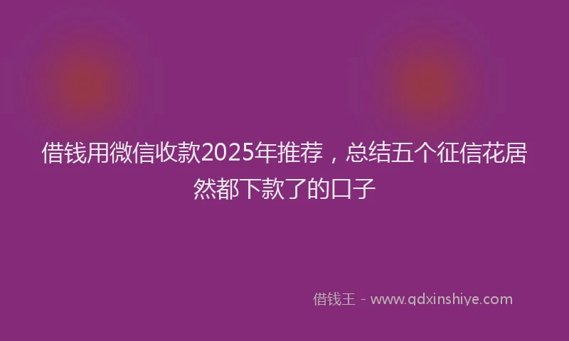 借钱用微信收款2025年推荐，总结五个征信花居然都下款了的口子