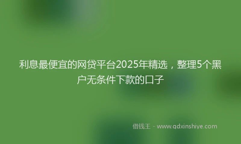 利息最便宜的网贷平台2025年精选，整理5个黑户无条件下款的口子