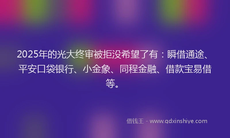 2025年的光大终审被拒没希望了有：瞬借通途、平安口袋银行、小金象、同程金融、借款宝易借等。
