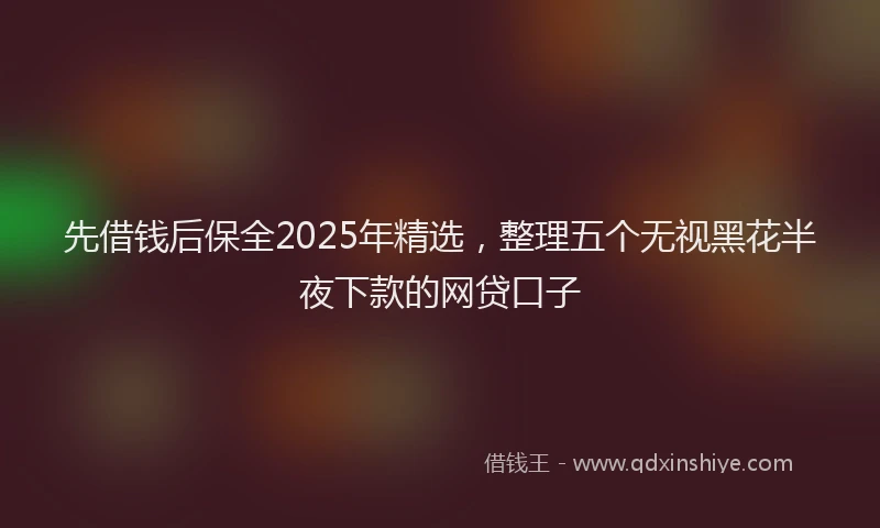 先借钱后保全2025年精选，整理五个无视黑花半夜下款的网贷口子