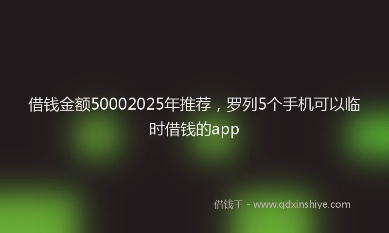 借钱金额50002025年推荐，罗列5个手机可以临时借钱的app