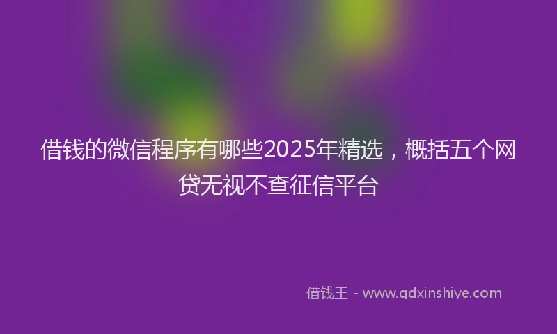 借钱的微信程序有哪些2025年精选，概括五个网贷无视不查征信平台