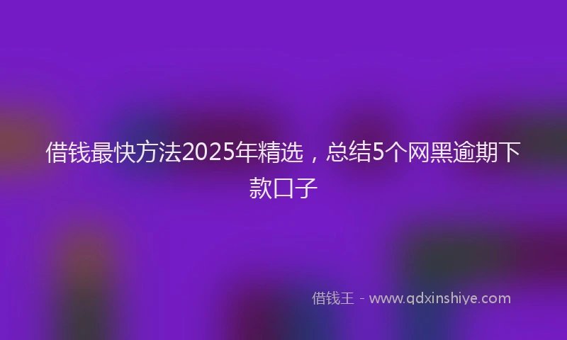 借钱最快方法2025年精选，总结5个网黑逾期下款口子