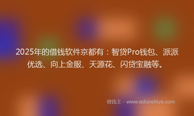 2025年的借钱软件京都有：智贷Pro钱包、派派优选、向上金服、天源花、闪贷宝融等。