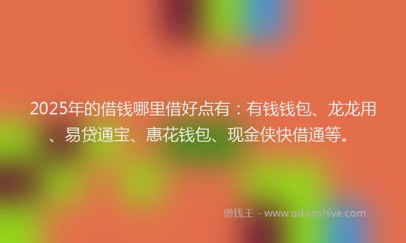 2025年的借钱哪里借好点有：有钱钱包、龙龙用、易贷通宝、惠花钱包、现金侠快借通等。
