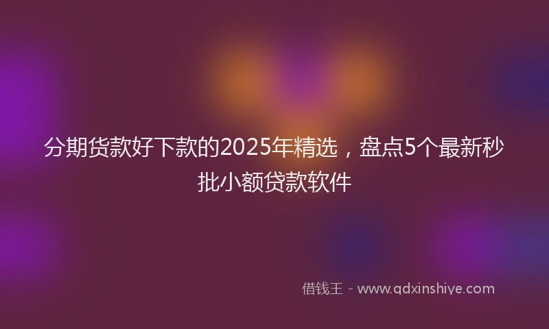 分期货款好下款的2025年精选，盘点5个最新秒批小额贷款软件
