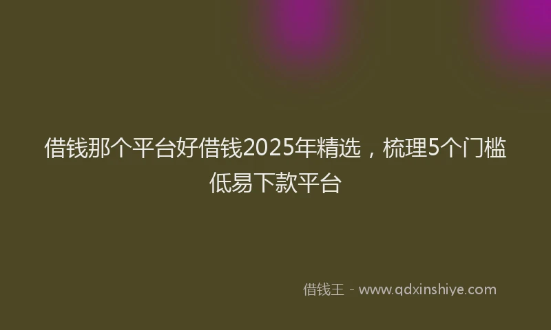借钱那个平台好借钱2025年精选，梳理5个门槛低易下款平台
