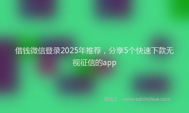 借钱微信登录2025年推荐，分享5个快速下款无视征信的app