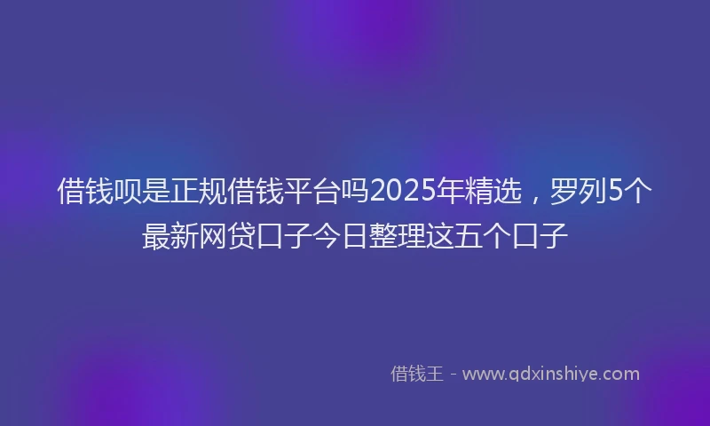 借钱呗是正规借钱平台吗2025年精选，罗列5个最新网贷口子今日整理这五个口子