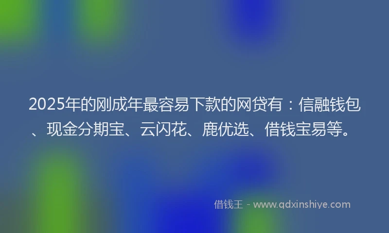 2025年的刚成年最容易下款的网贷有：信融钱包、现金分期宝、云闪花、鹿优选、借钱宝易等。