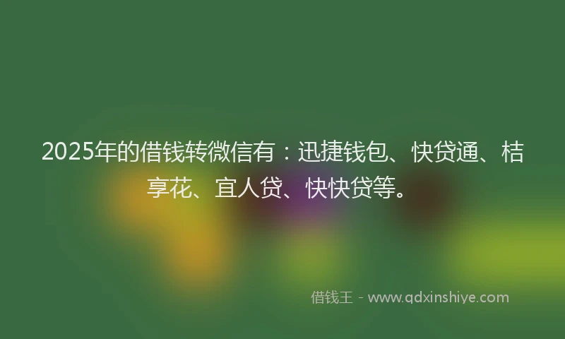 2025年的借钱转微信有：迅捷钱包、快贷通、桔享花、宜人贷、快快贷等。