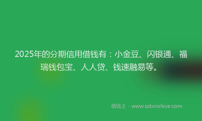 2025年的分期信用借钱有：小金豆、闪银通、福瑞钱包宝、人人贷、钱速融易等。