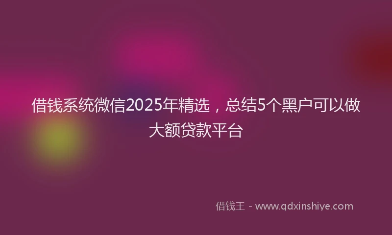 借钱系统微信2025年精选，总结5个黑户可以做大额贷款平台