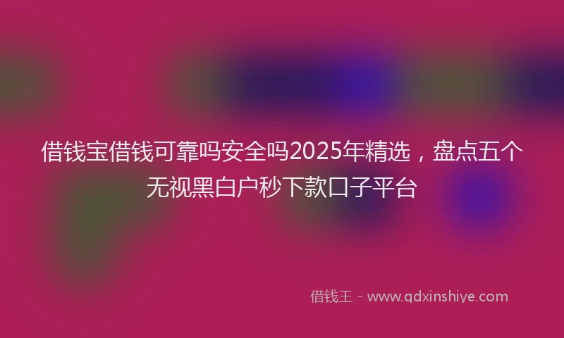 借钱宝借钱可靠吗安全吗2025年精选，盘点五个无视黑白户秒下款口子平台
