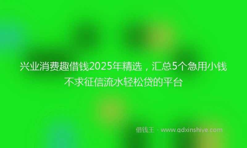 兴业消费趣借钱2025年精选，汇总5个急用小钱不求征信流水轻松贷的平台