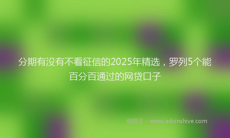 分期有没有不看征信的2025年精选，罗列5个能百分百通过的网贷口子